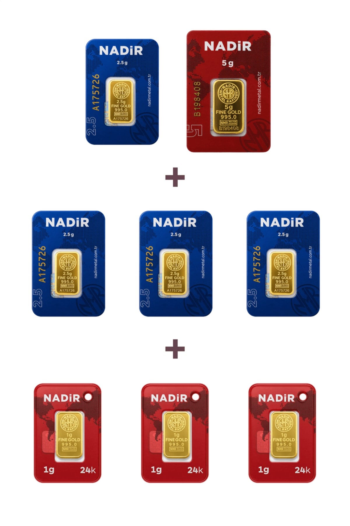 24 Ayar 18 Gram Külçe Altın (1 Adet 5 Gram Külçe Altın + 4 Adet 2,5 Gram Külçe Altın + 3