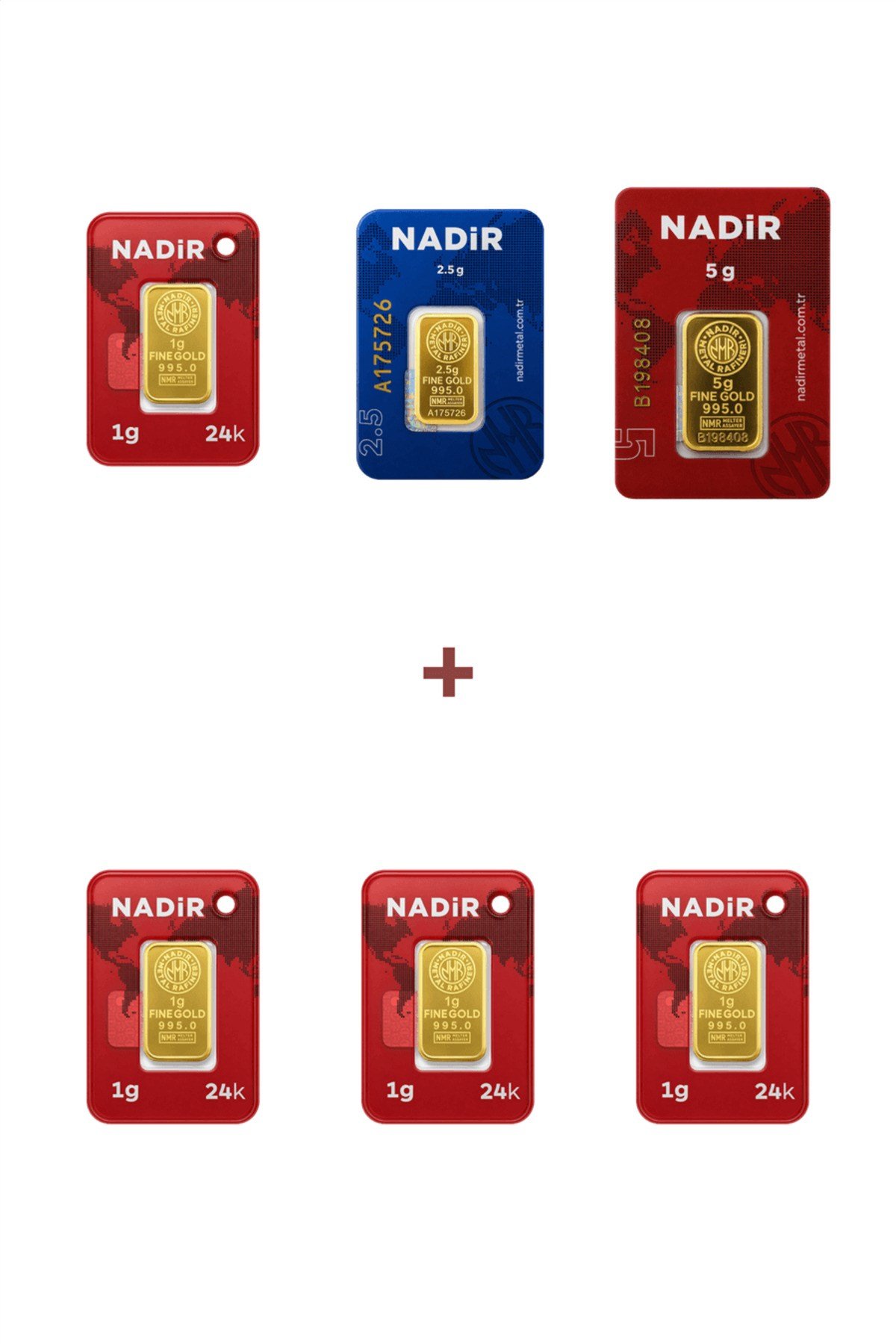 24 Ayar 11,5 Gram Külçe Altın (1 Adet 5 Gram Külçe Altın + 1 Adet 2,5 Gram Külçe Altın +