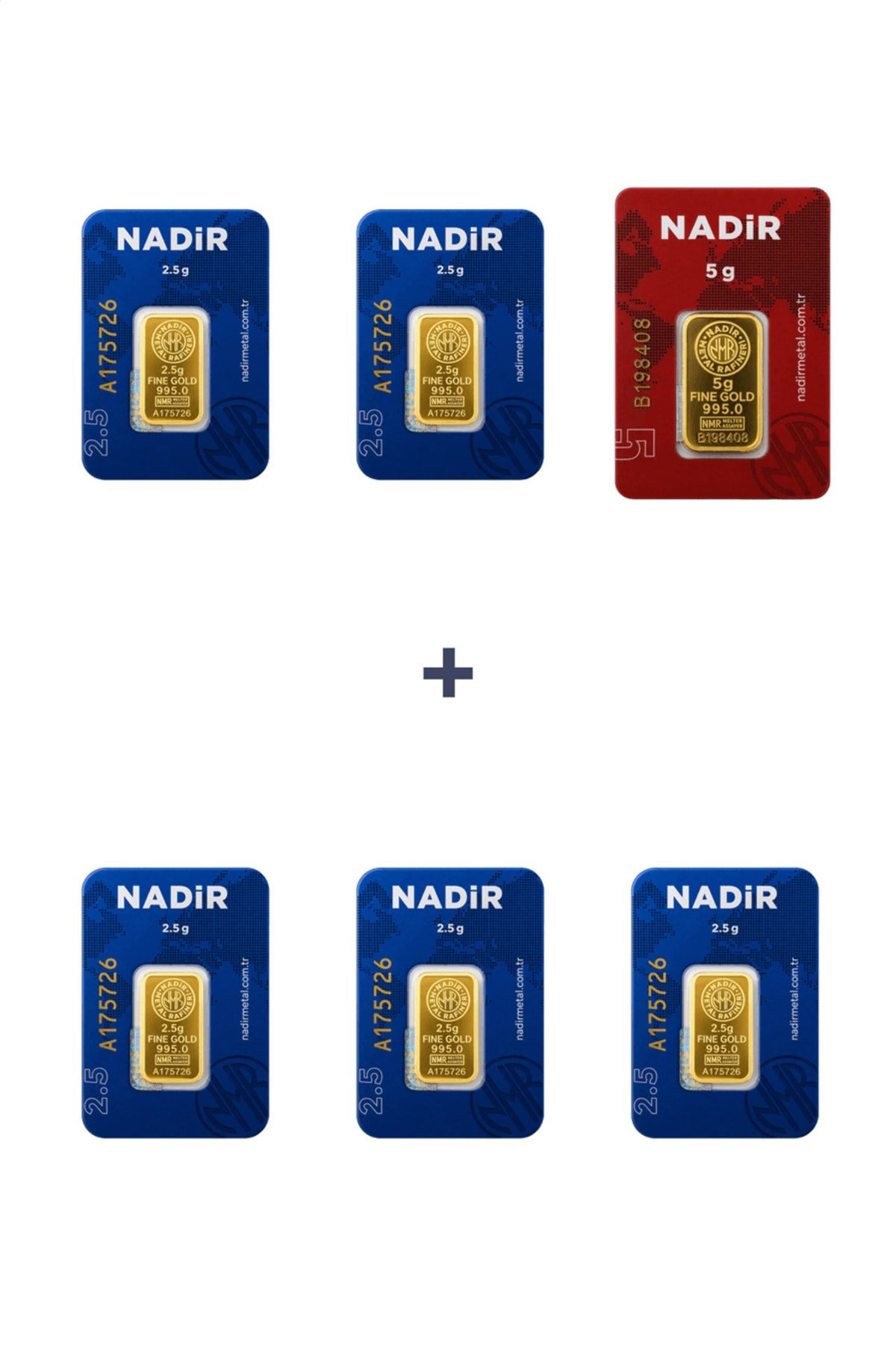24 Ayar 17,5 Gram Külçe Altın (1 Adet 5 Gram Külçe Altın + 5 Adet 2,5 Gram Külçe Altın )