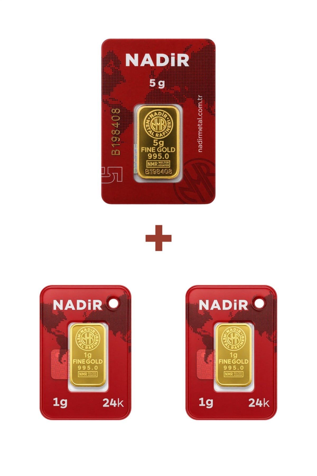 24 Ayar 7 Gram Külçe Altın (1 Adet 5 Gram Külçe Altın + 2 Adet 1 Gram Külçe Altın )