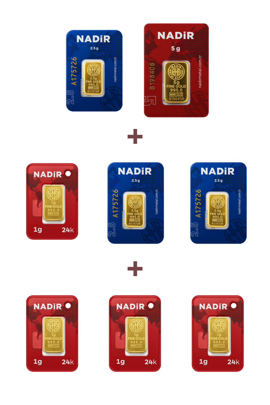 Nadir Gold 24 Ayar 16,5 Gram Altın (1 Ad 5 Gram Altın + 3 Ad 2,5 Gram Altın + 4 Ad 1 Gram Altın )