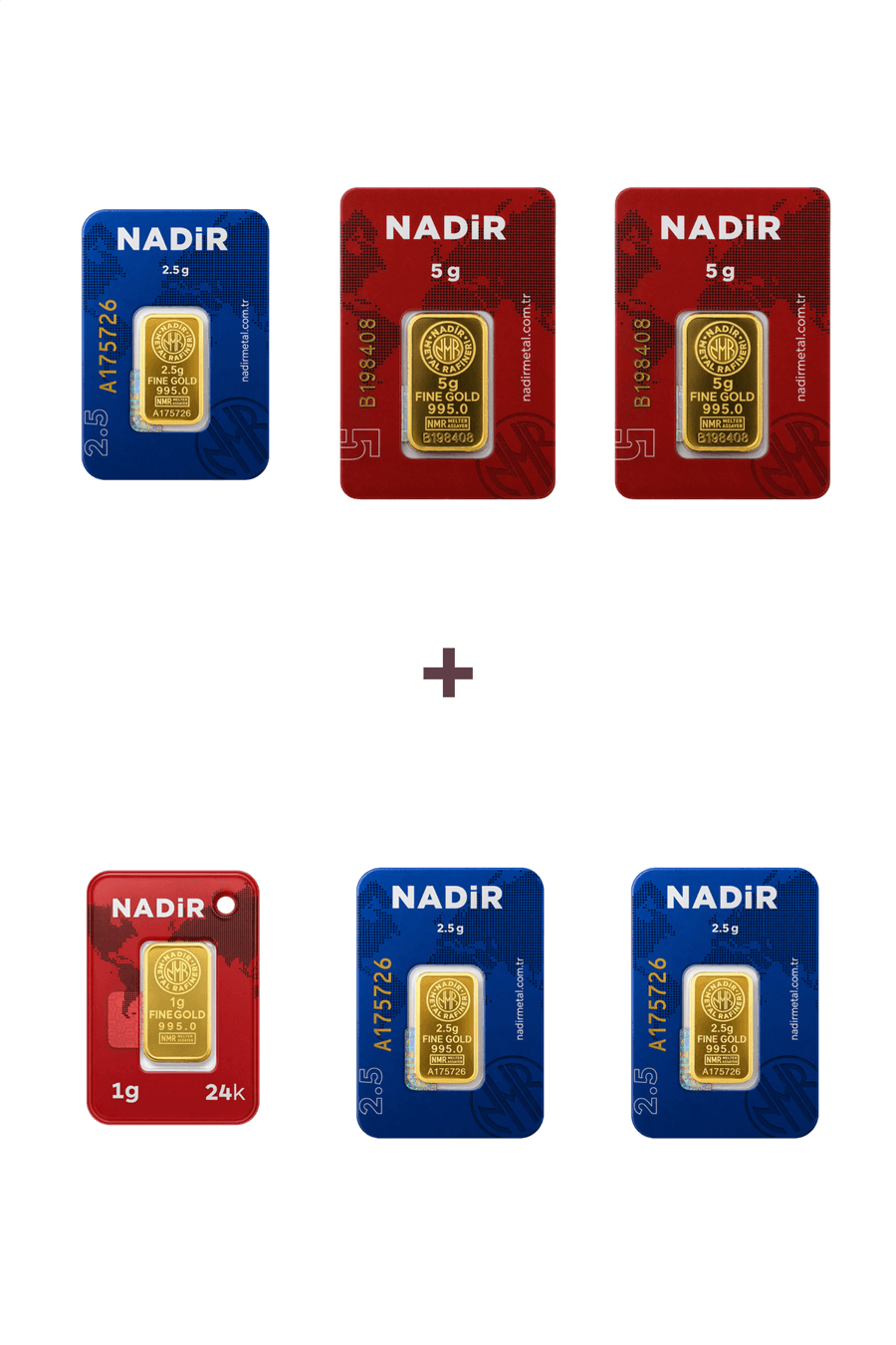 Nadir Gold 24 Ayar 18,5 Gram Altın (2 Ad 5 Gram Altın + 3 Ad 2,5 Gram Altın + 1 Ad 1 Gram Altın )