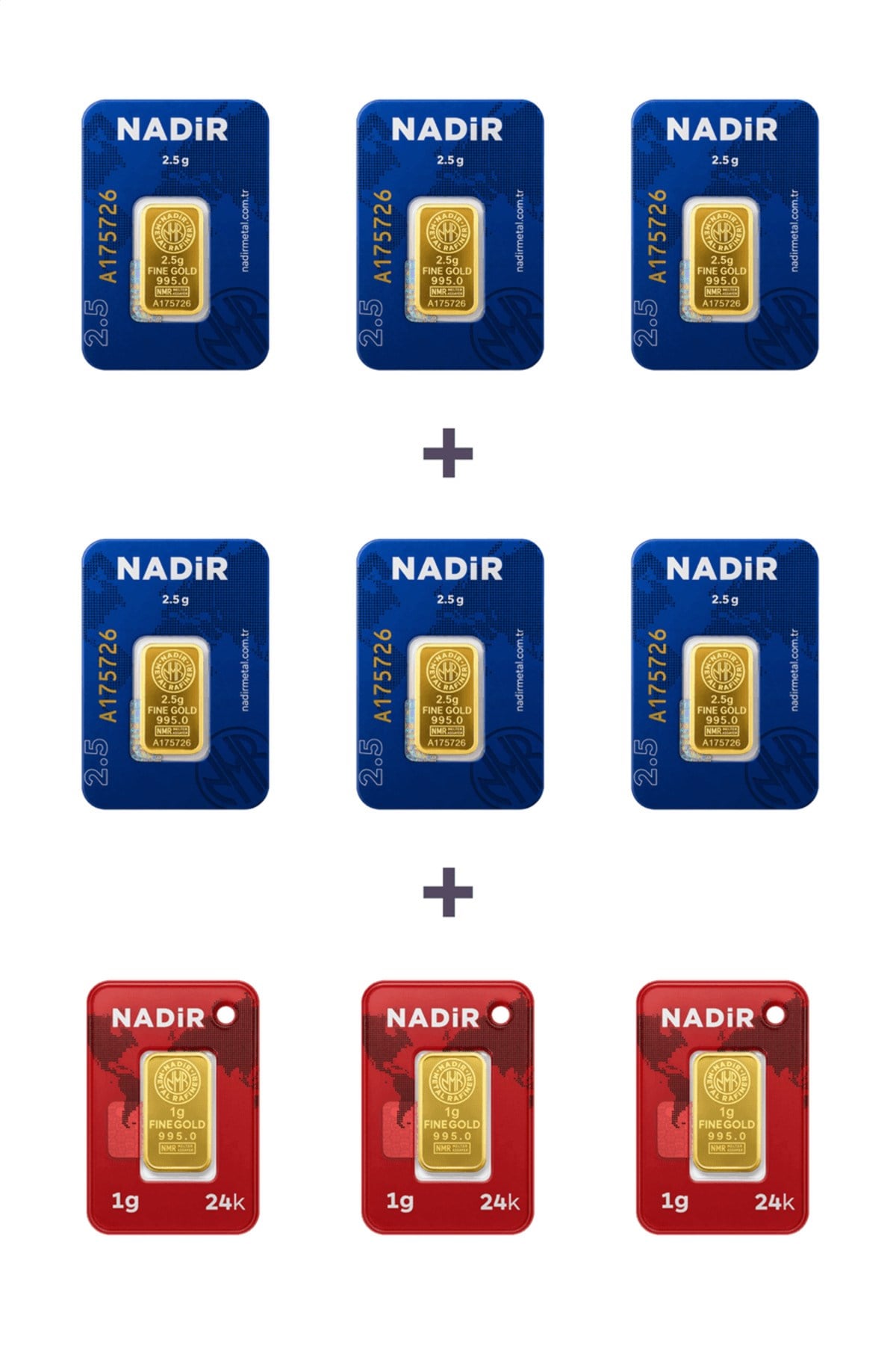 24 Ayar 18 Gram Külçe Altın (6 Adet 2,5 Gram Külçe Altın + 3 Adet 1 Gram Külçe Altın )