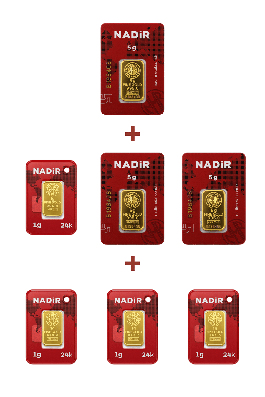 Nadir Gold 24 Ayar 19 Gram Külçe Altın (3 Adet 5 Gram Külçe Altın + 4 Adet 1 Gram Külçe Altın )