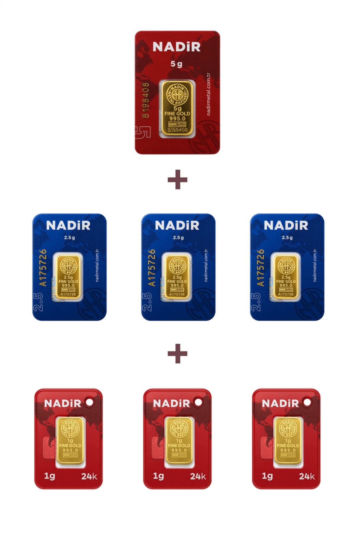 24 Ayar 15,5 Gram Altın (1 Ad 5 Gram Altın + 3 Ad 2,5 Gram Altın + 3 Ad 1 Gram Altın )