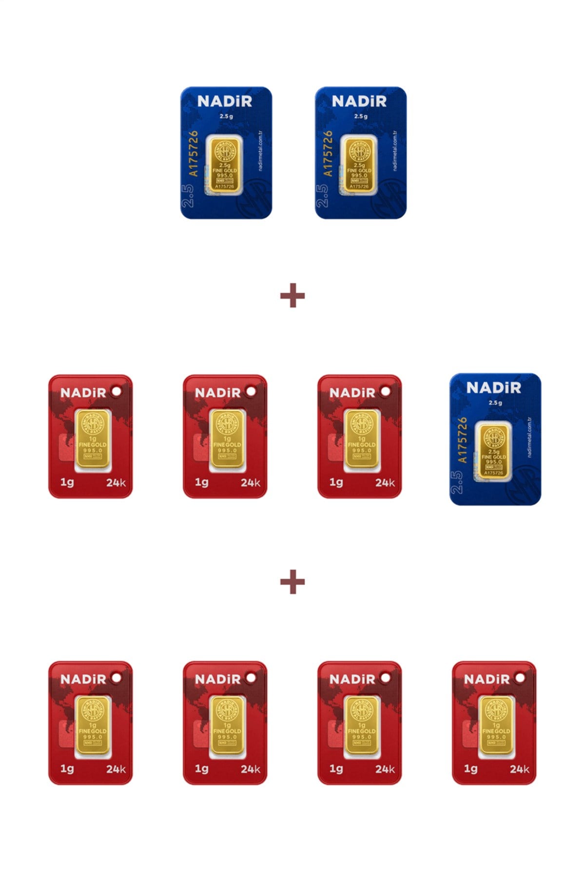 24 Ayar 14,5 Gram Külçe Altın (3 Adet 2,5 Gram Külçe Altın + 7 Adet 1 Gram Külçe Altın )