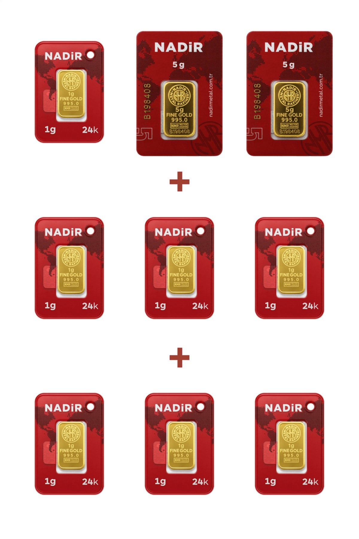 24 Ayar 17 Gram Külçe Altın (2 Adet 5 Gram Külçe Altın + 7 Adet 1 Gram Külçe Altın )