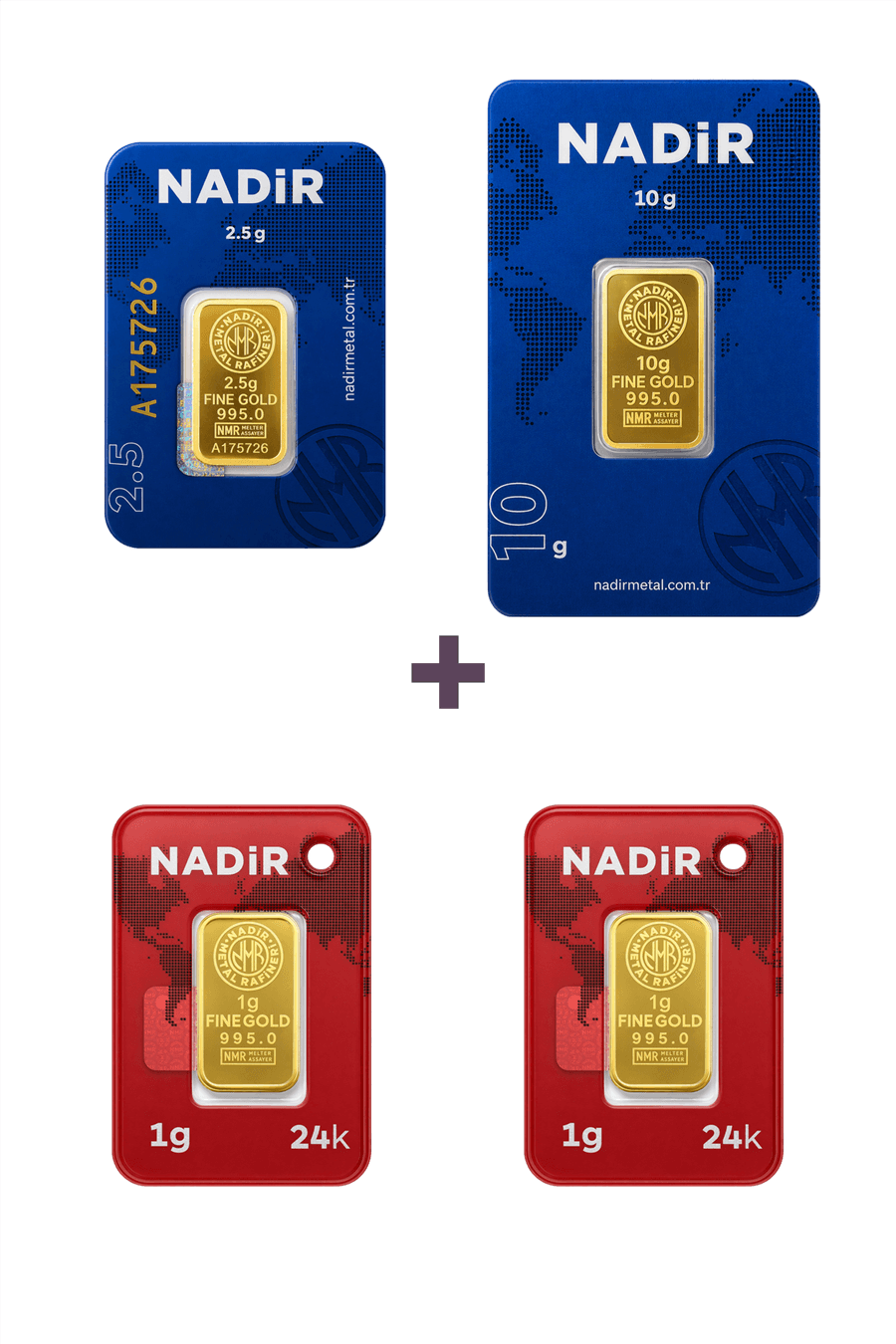 Nadir Gold 24 Ayar 14,5 Gram Altın (1 Ad 10 Gram Altın + 1 Ad 2,5 Gram Altın + 2 Ad 1 Gram Altın )