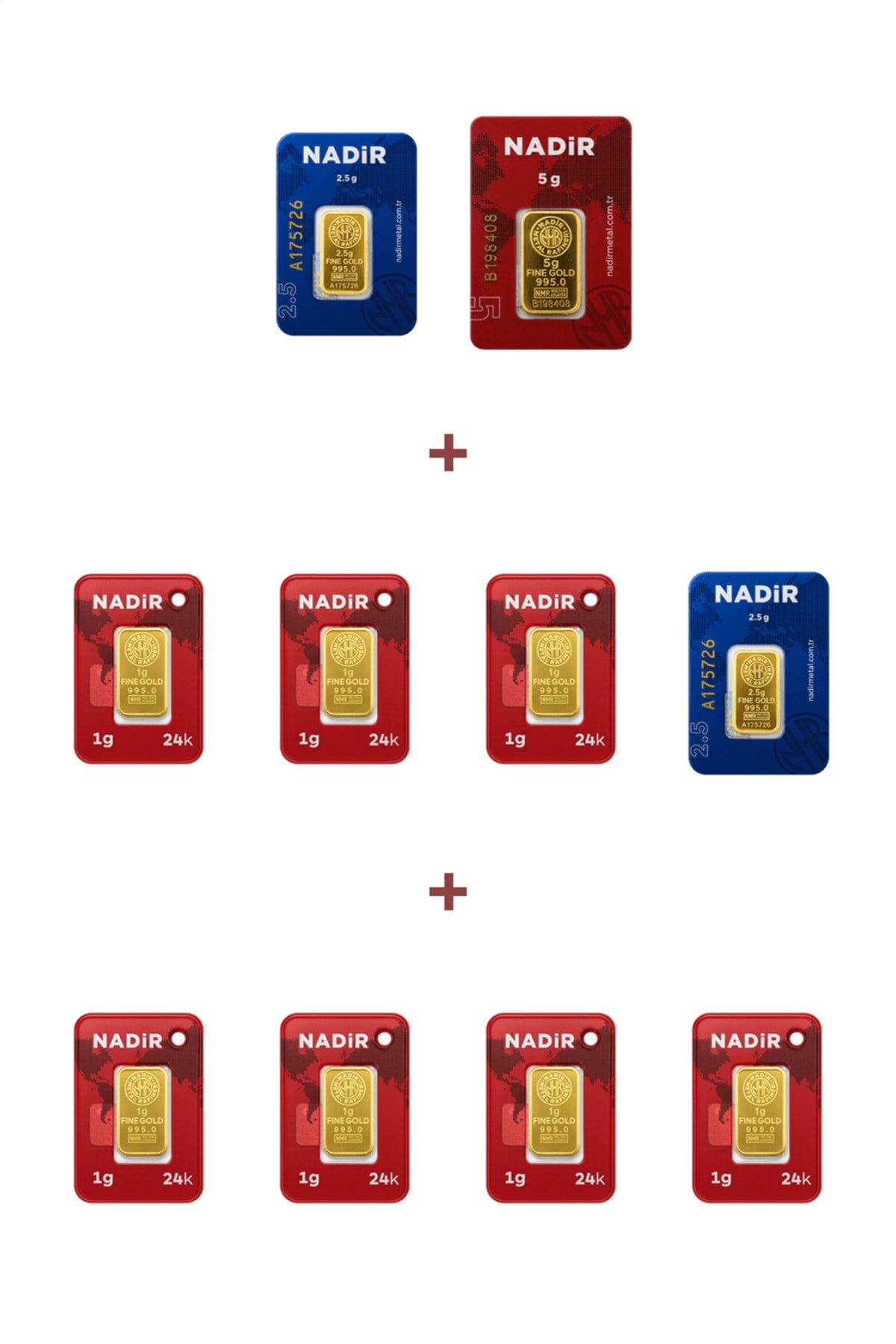 24 Ayar 17 Gram Altın (1 Ad 5 Gram Altın + 2 Ad 2,5 Gram Altın + 7 Ad 1 Gram Altın )
