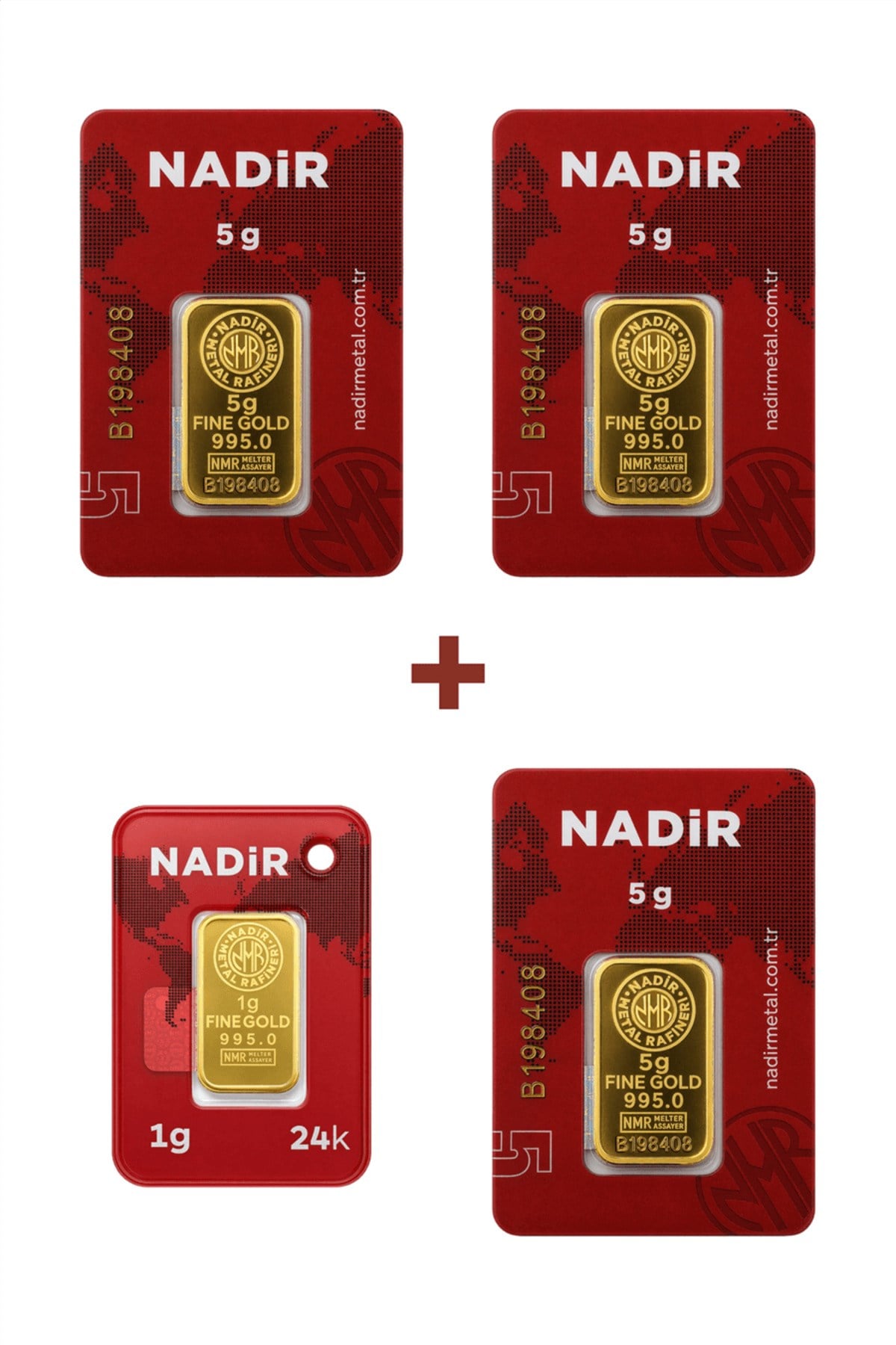24 Ayar 16 Gram Külçe Altın (3 Adet 5 Gram Külçe Altın + 1 Adet 1 Gram Külçe Altın )