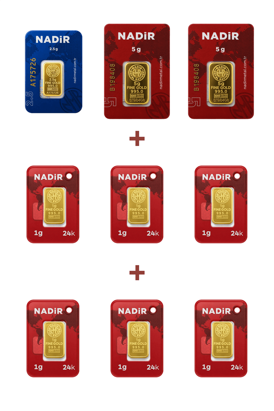 Nadir Gold 24 Ayar 18,5 Gram Altın (2 Ad 5 Gram Altın + 1 Ad 2,5 Gram Altın + 6 Ad 1 Gram Altın )