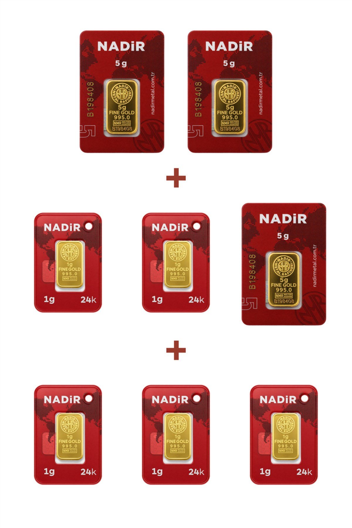 24 Ayar 20 Gram Külçe Altın (3 Adet 5 Gram Külçe Altın + 5 Adet 1 Gram Külçe Altın )