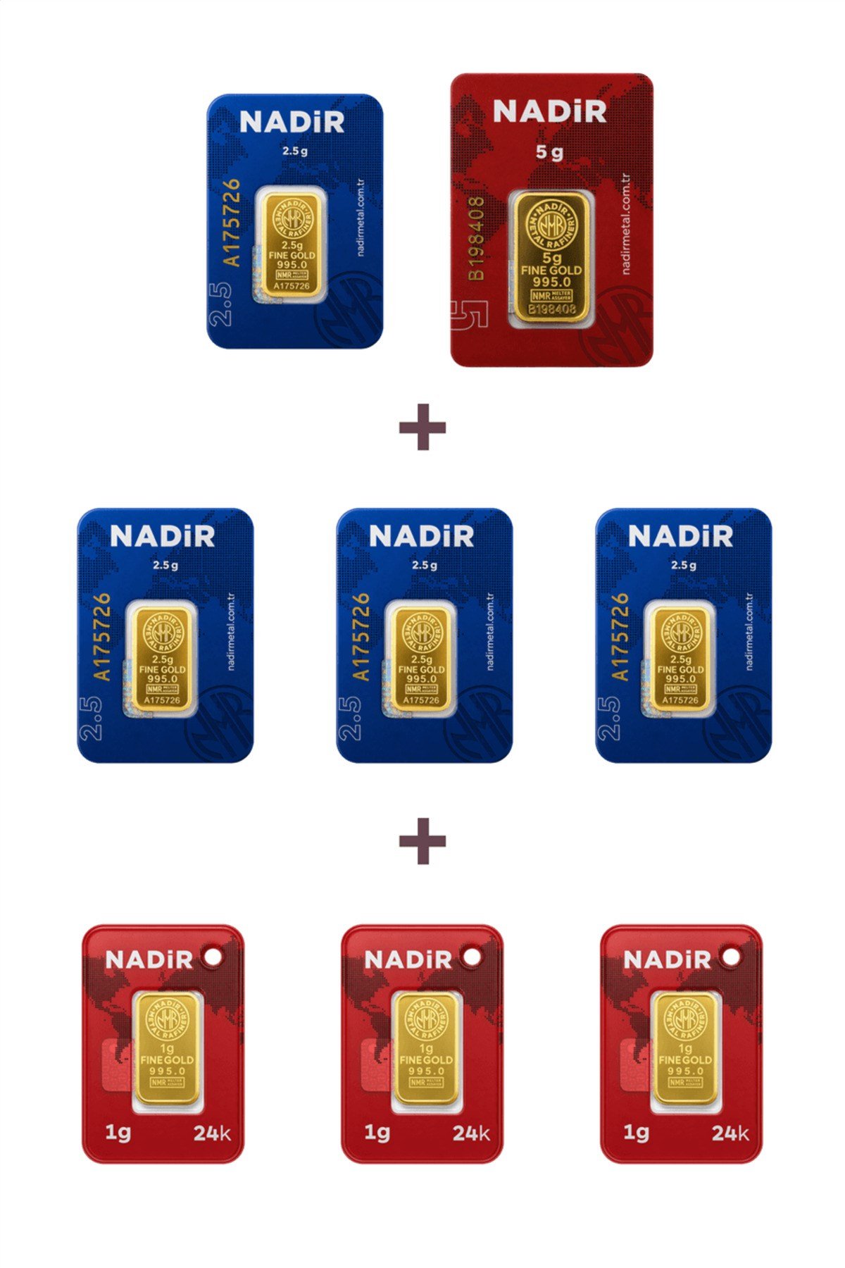 24 Ayar 18 Gram Külçe Altın (1 Adet 5 Gram Külçe Altın + 4 Adet 2,5 Gram Külçe Altın + 3