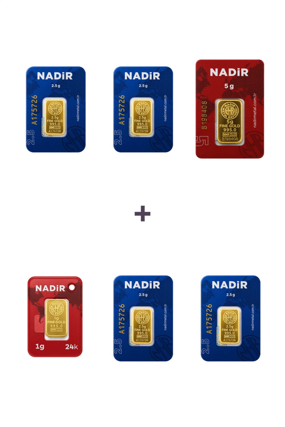 24 Ayar 16 Gram Külçe Altın (1 Adet 5 Gram Külçe Altın + 4 Adet 2,5 Gram Külçe Altın + 1