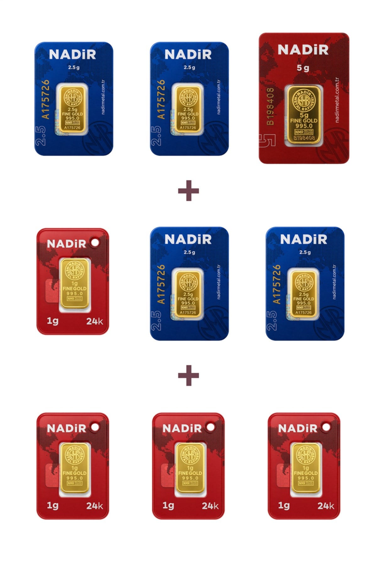 24 Ayar 19 Gram Altın (1 Ad 5 Gram Altın + 4 Ad 2,5 Gram Altın + 4 Ad 1 Gram Altın )