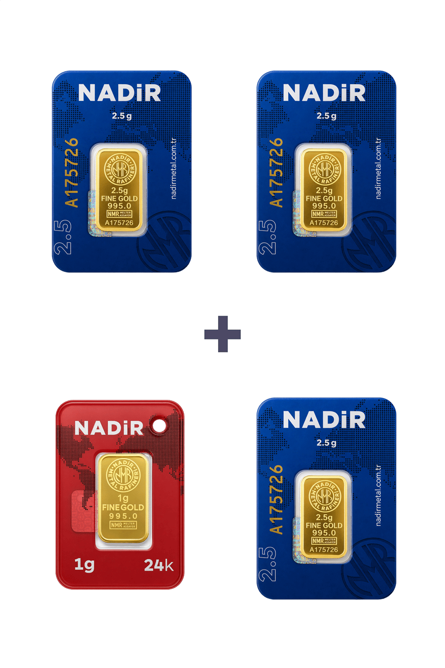Nadir Gold 24 Ayar 8,5 Gram Külçe Altın (3 Adet 2,5 Gram Külçe Altın + 1 Adet 1 Gram Külçe Altın )