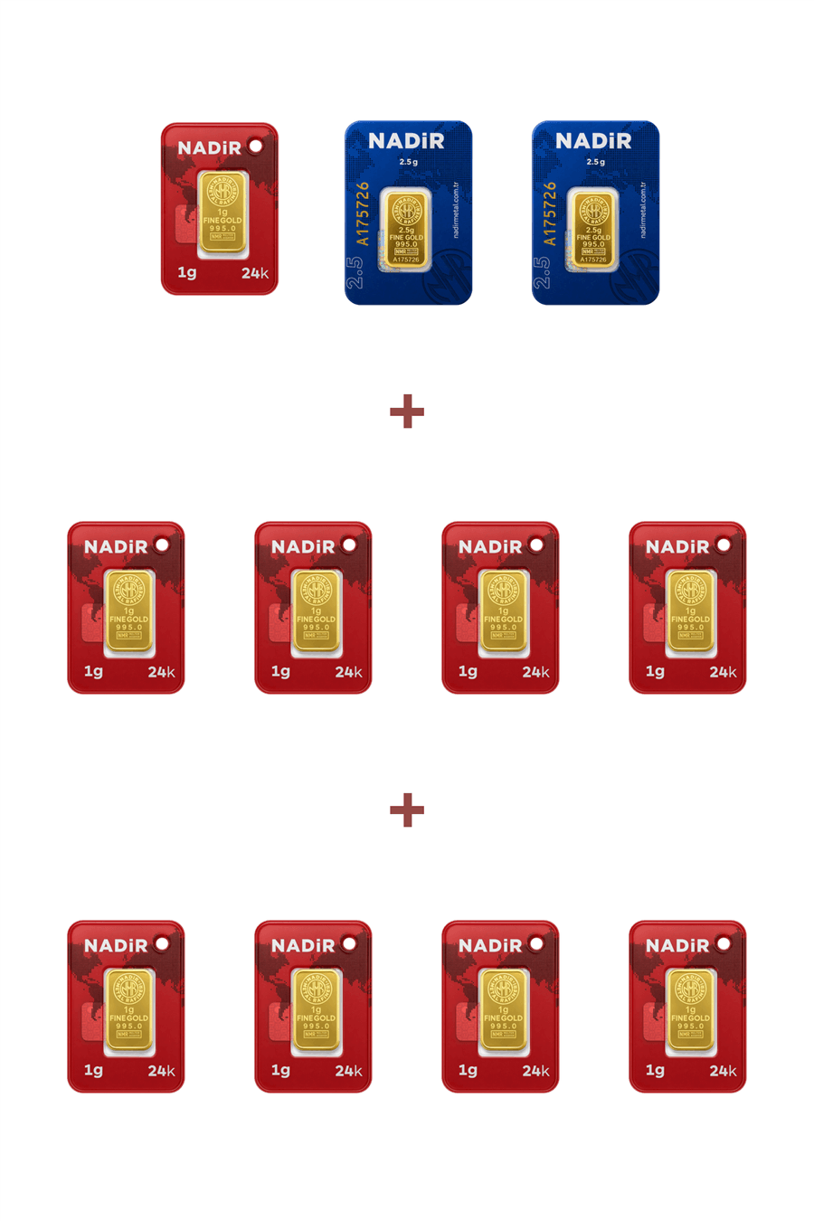 Nadir Gold 24 Ayar 14 Gram Külçe Altın (2 Adet 2,5 Gram Külçe Altın + 9 Adet 1 Gram Külçe Altın )