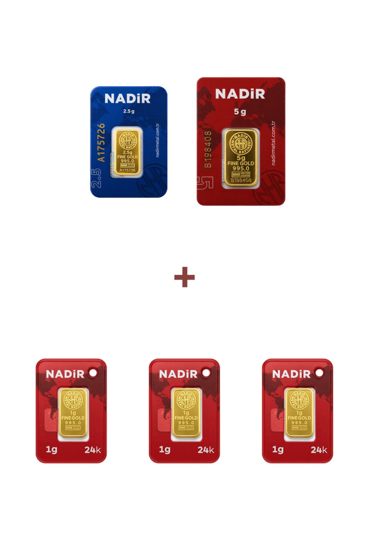 24 Ayar 10,5 Gram Külçe Altın (1 Adet 5 Gram Külçe Altın + 1 Adet 2,5 Gram Külçe Altın +