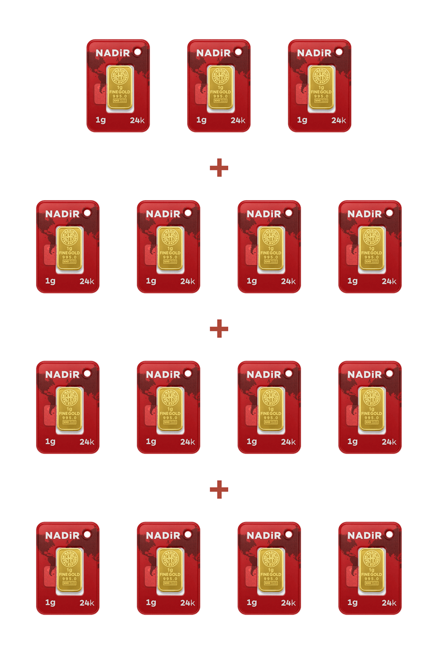 Nadir Gold 24 Ayar 15 Gram Külçe Altın (15 Adet 1 Gram Külçe Altın )