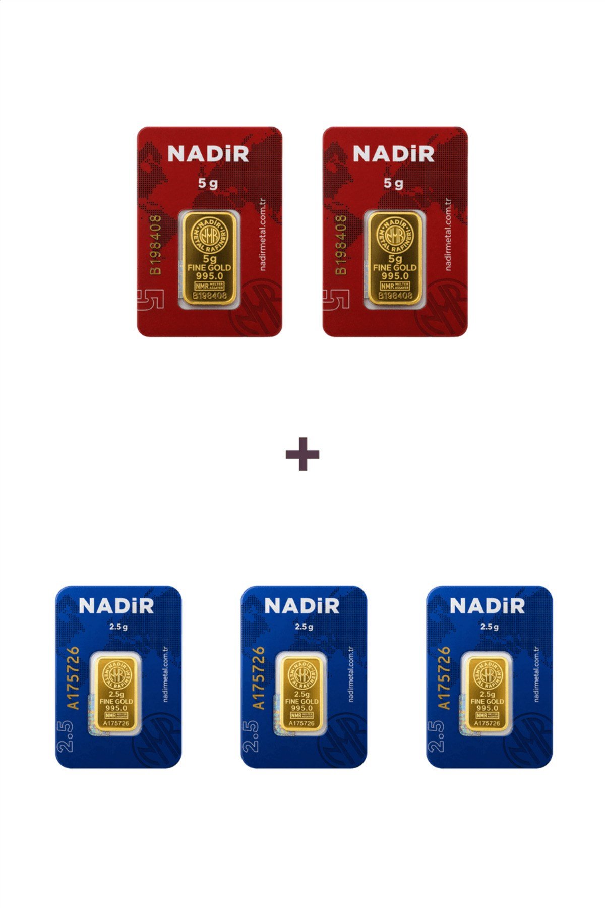 24 Ayar 17,5 Gram Külçe Altın (2 Adet 5 Gram Külçe Altın + 3 Adet 2,5 Gram Külçe Altın )