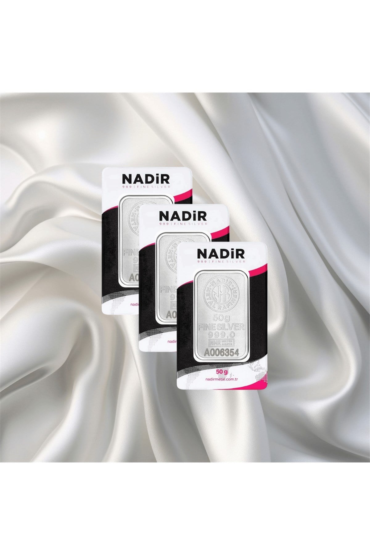 3 Adet 50 Gr Nadir Gümüş Külçe