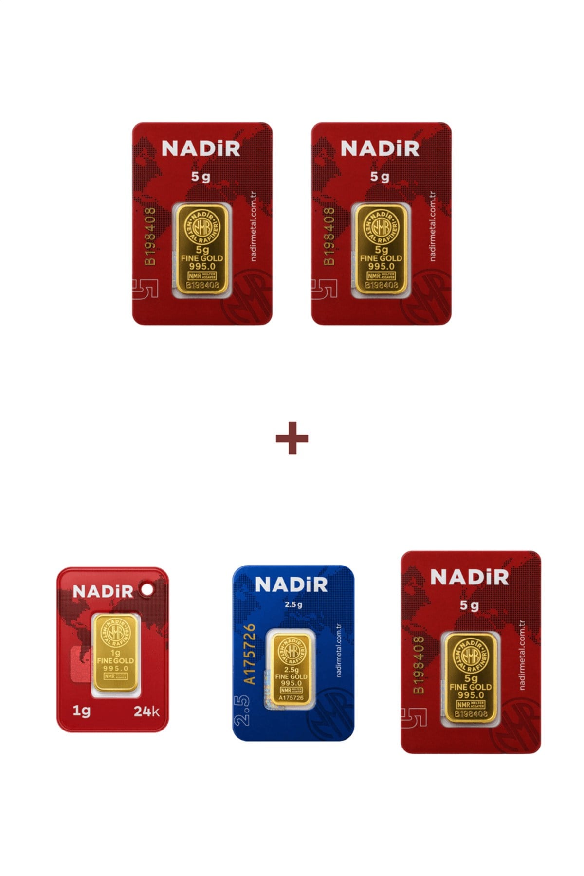 24 Ayar 18,5 Gram Külçe Altın (3 Adet 5 Gram Külçe Altın + 1 Adet 2,5 Gram Külçe Altın +