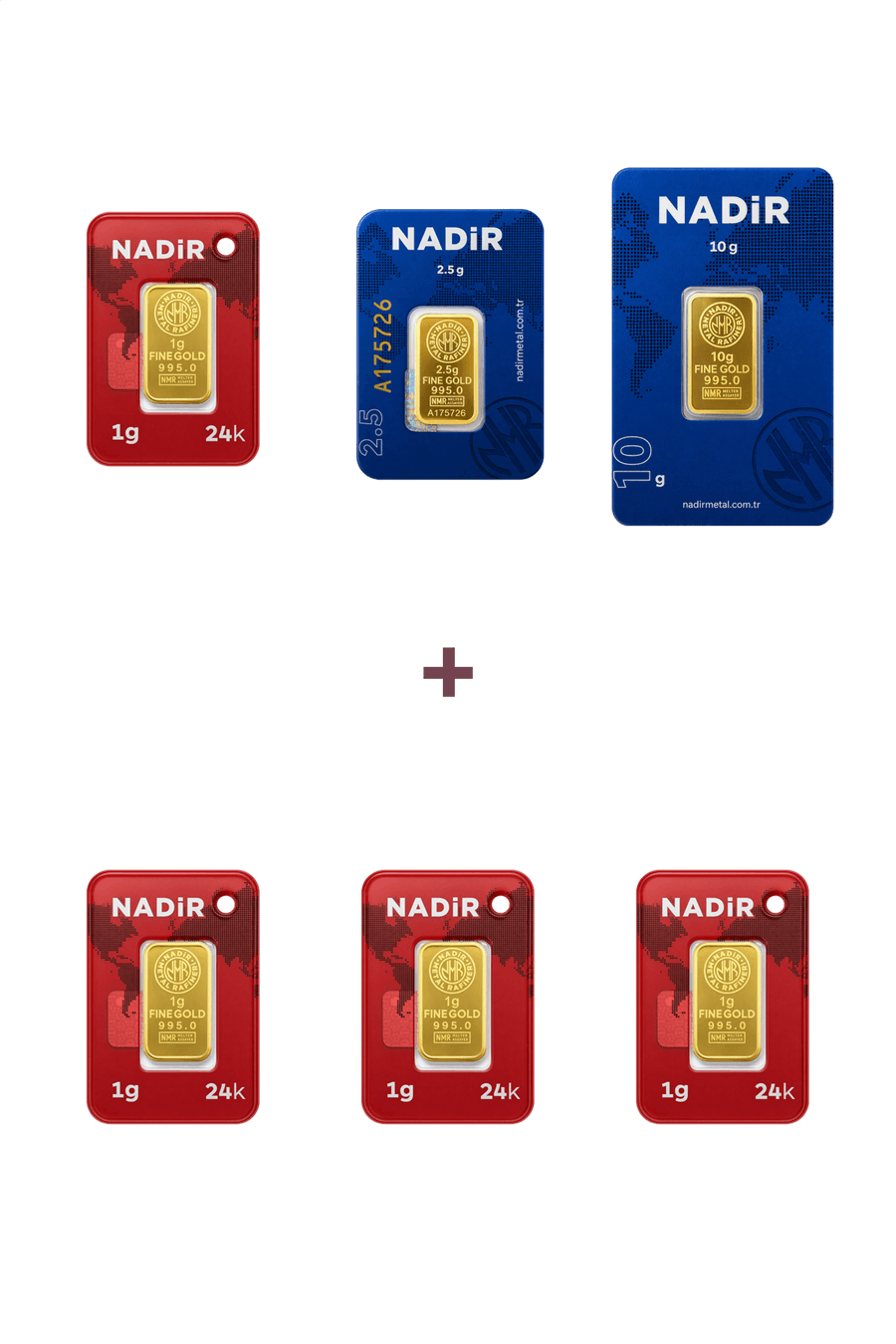 Nadir Gold 24 Ayar 16,5 Gram Altın (1 Ad 10 Gram Altın + 1 Ad 2,5 Gram Altın + 4 Ad 1 Gram Altın )