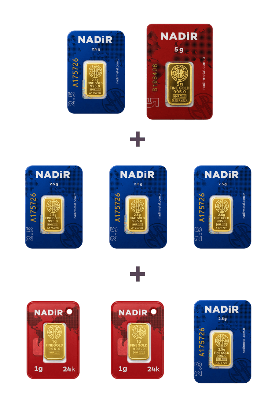 Nadir Gold 24 Ayar 19,5 Gram Altın (1 Ad 5 Gram Altın + 5 Ad 2,5 Gram Altın + 2 Ad 1 Gram Altın )