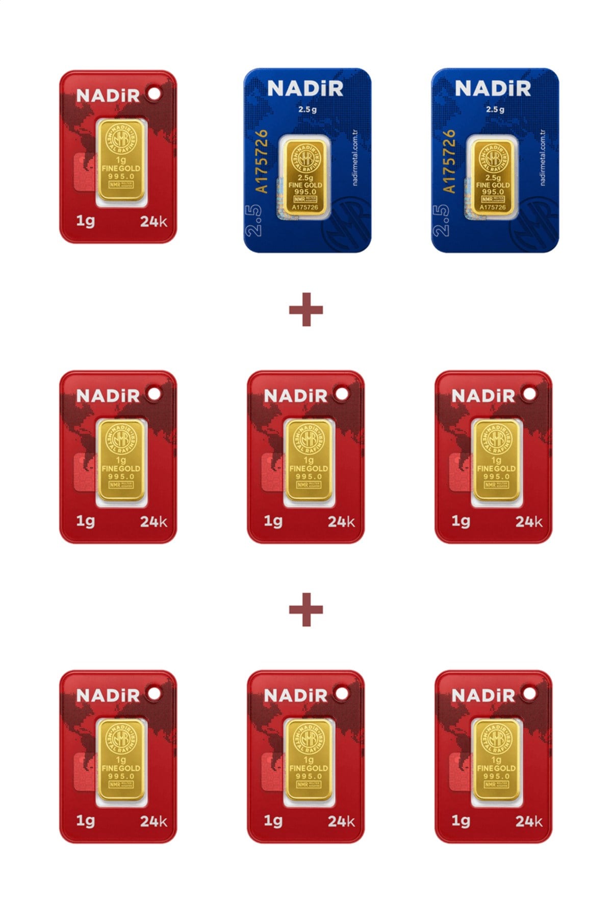 24 Ayar 12 Gram Külçe Altın (2 Adet 2,5 Gram Külçe Altın + 7 Adet 1 Gram Külçe Altın )