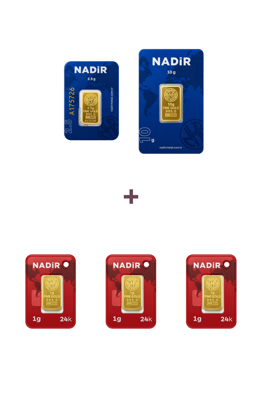 Nadir Gold 24 Ayar 15,5 Gram Altın (1 Ad 10 Gram Altın + 1 Ad 2,5 Gram Altın + 3 Ad 1 Gram Altın )