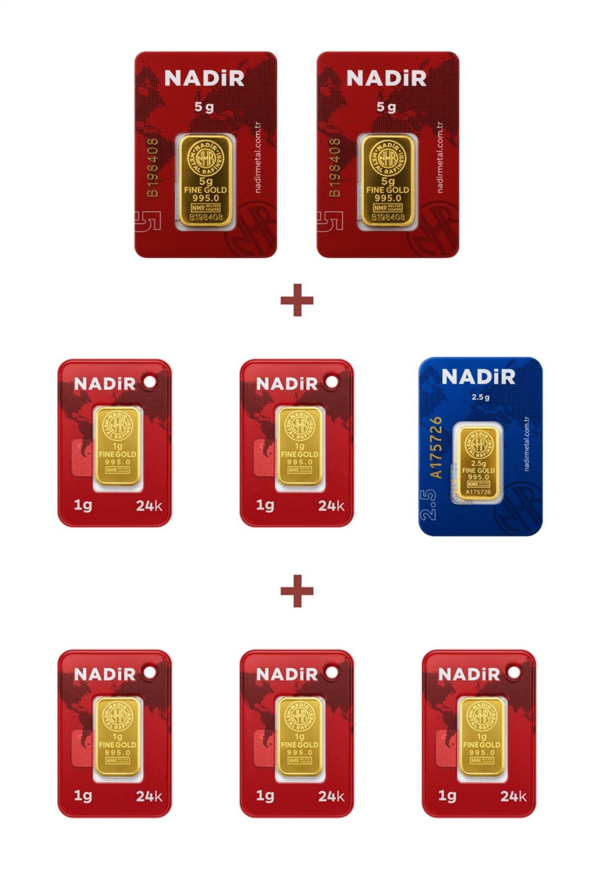 24 Ayar 17,5 Gram Külçe Altın (2 Adet 5 Gram Külçe Altın + 1 Adet 2,5 Gram Külçe Altın +