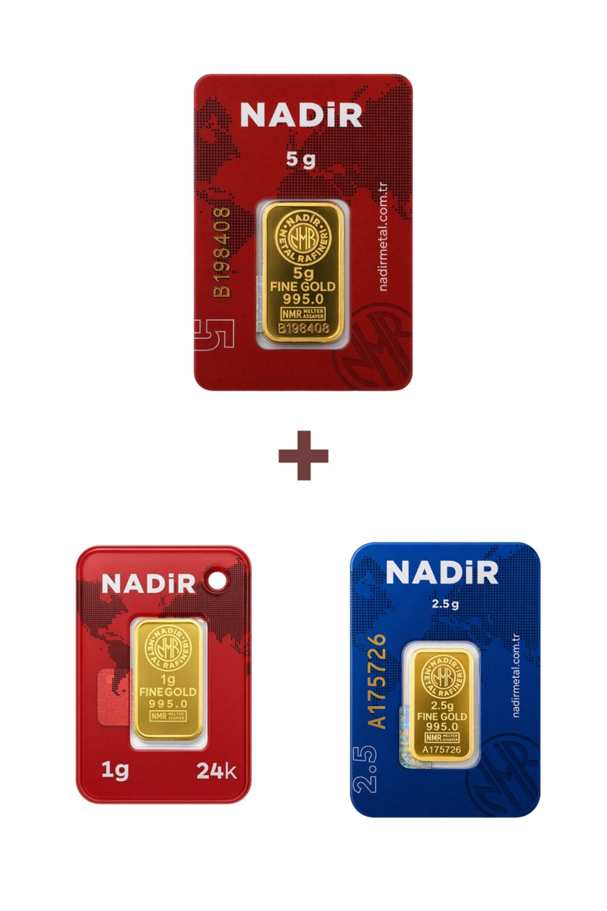 24 Ayar 8,5 Gram Külçe Altın (1 Adet 5 Gram Külçe Altın + 1 Adet 2,5 Gram Külçe Altın + 1