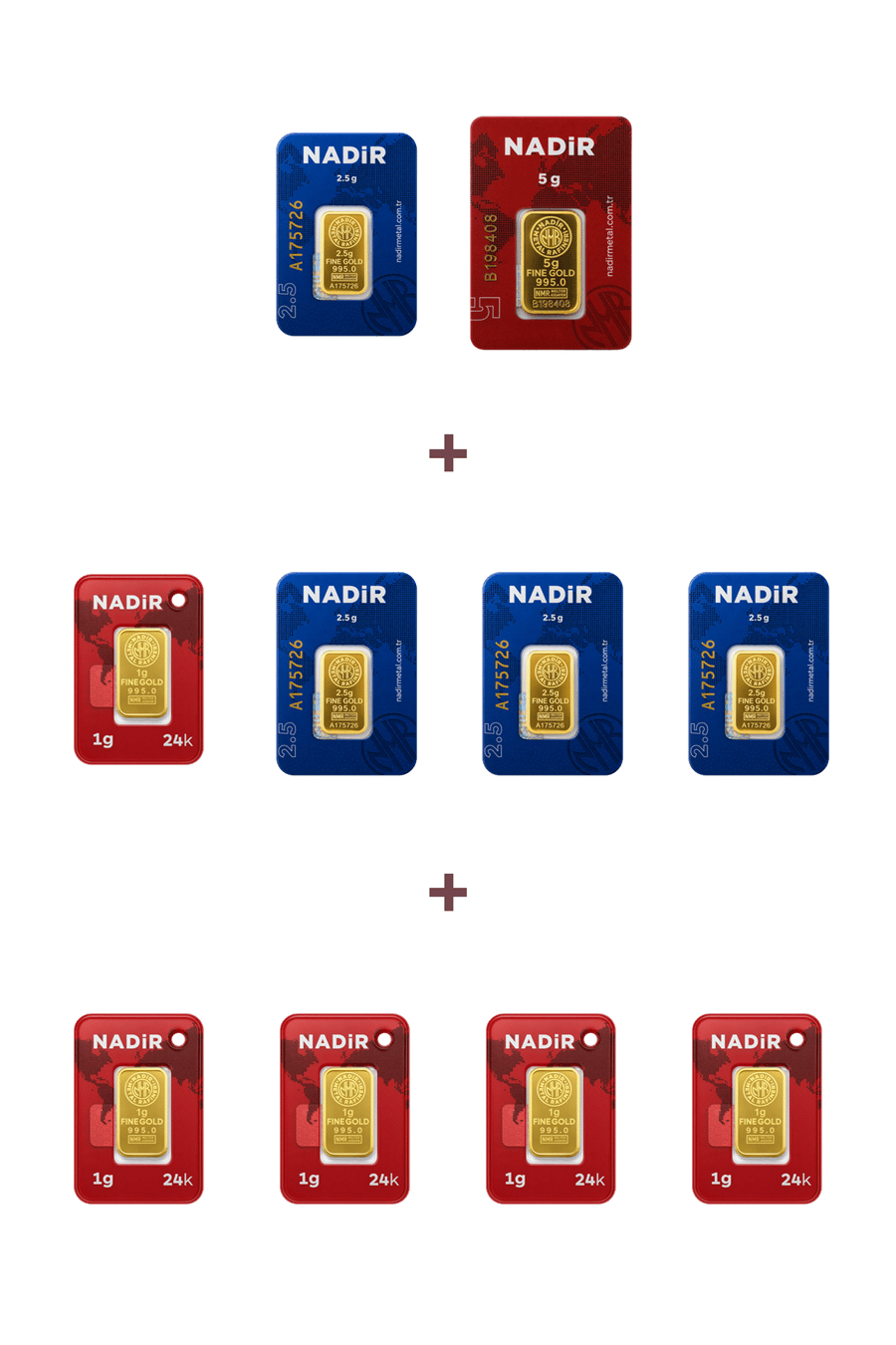 Nadir Gold 24 Ayar 20 Gram Altın (1 Ad 5 Gram Altın + 4 Ad 2,5 Gram Altın + 5 Ad 1 Gram Altın )