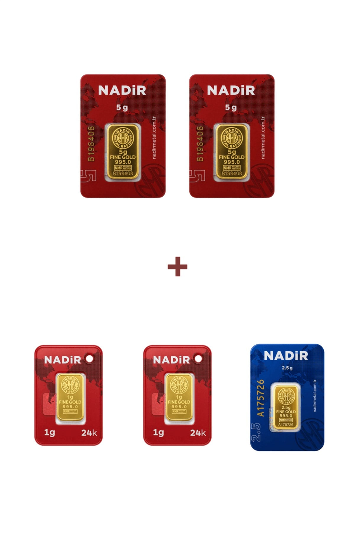 24 Ayar 14,5 Gram Külçe Altın (2 Adet 5 Gram Külçe Altın + 1 Adet 2,5 Gram Külçe Altın +