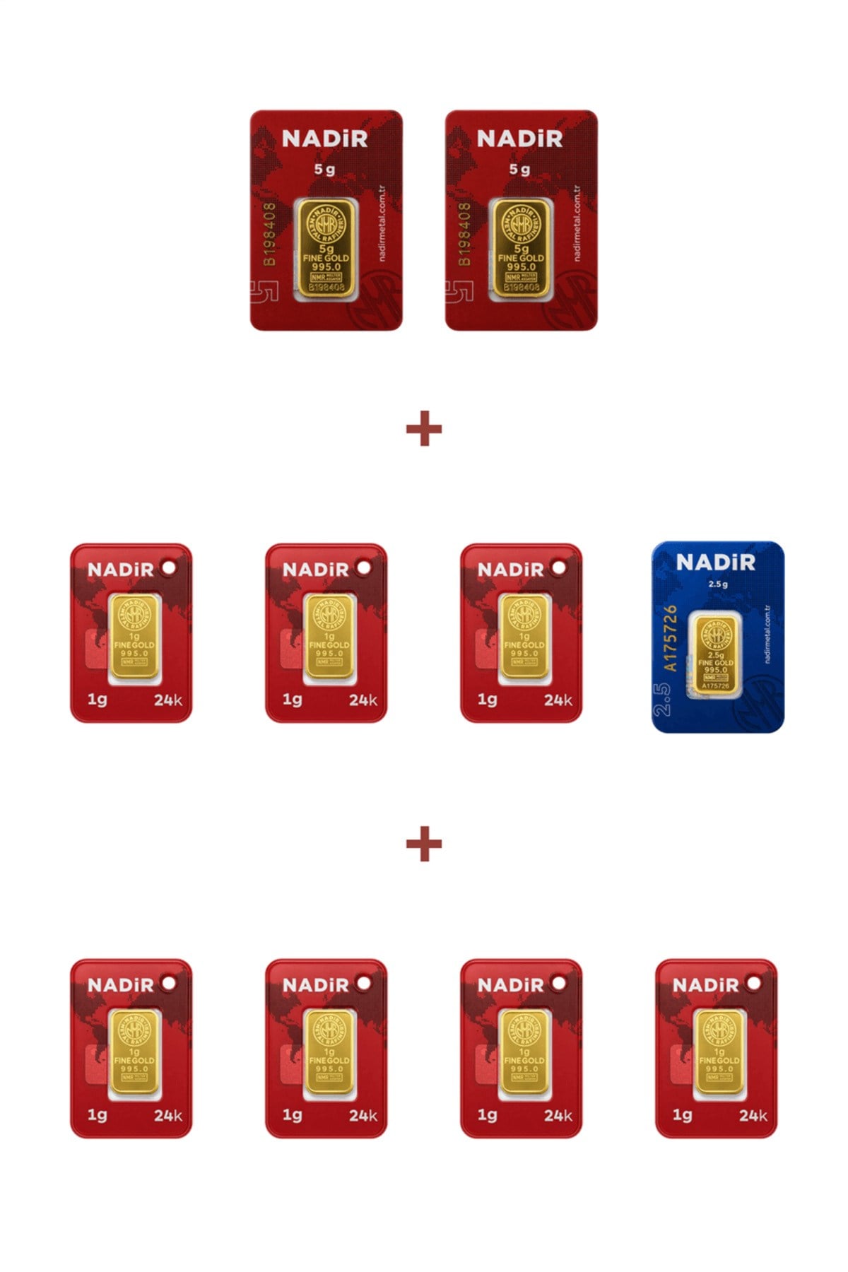 24 Ayar 19,5 Gram Altın (2 Ad 5 Gram Altın + 1 Ad 2,5 Gram Altın + 7 Ad 1 Gram Altın )