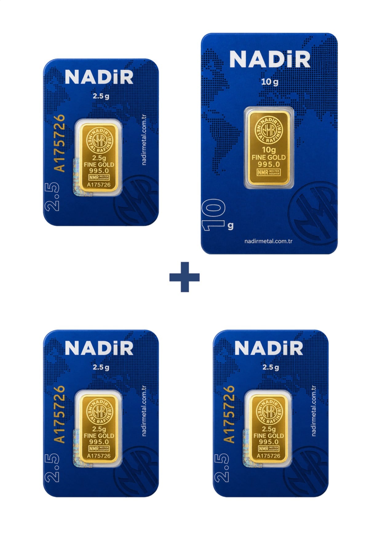 24 Ayar 17,5 Gram Külçe Altın (1 Adet 10 Gram Külçe Altın + 3 Adet 2,5 Gram Külçe Altın )