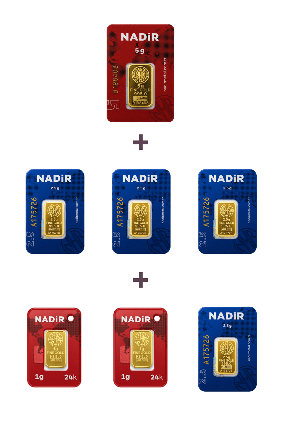 Nadir Gold 24 Ayar 17 Gram Altın (1 Ad 5 Gram Altın + 4 Ad 2,5 Gram Altın + 2 Ad 1 Gram Altın )