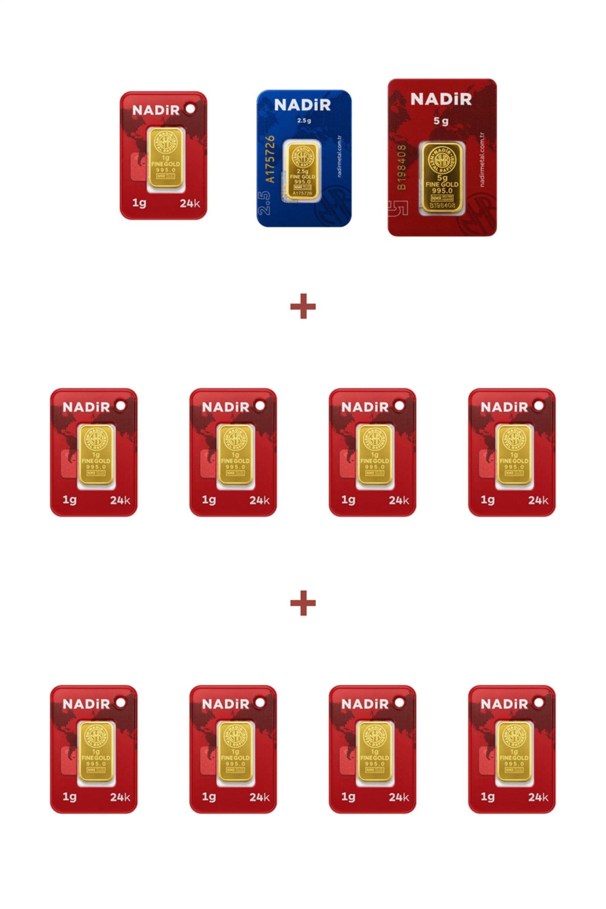 24 Ayar 16,5 Gram Külçe Altın (1 Adet 5 Gram Külçe Altın + 1 Adet 2,5 Gram Külçe Altın +