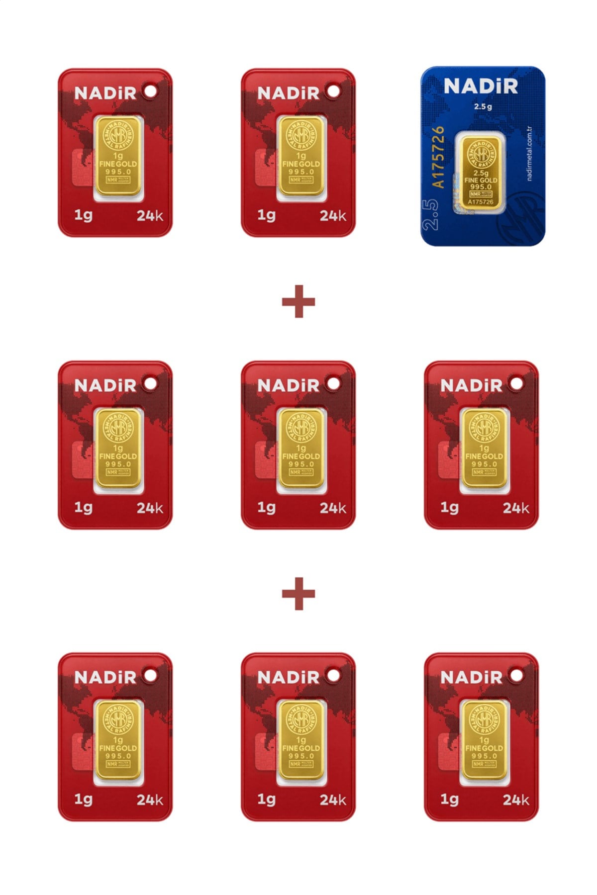 24 Ayar 10,5 Gram Külçe Altın (1 Adet 2,5 Gram Külçe Altın + 8 Adet 1 Gram Külçe Altın )