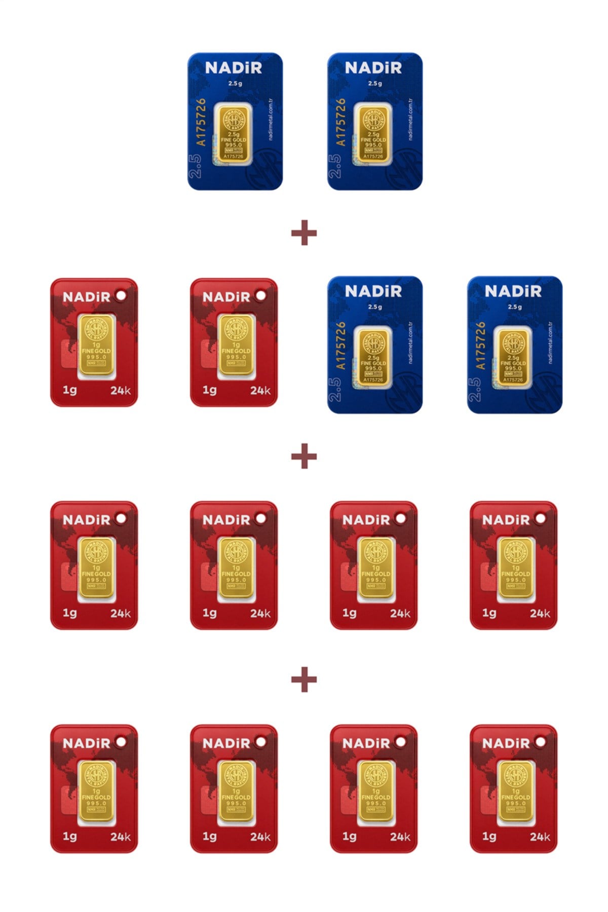 24 Ayar 20 Gram Külçe Altın (4 Adet 2,5 Gram Külçe Altın + 10 Adet 1 Gram Külçe Altın )