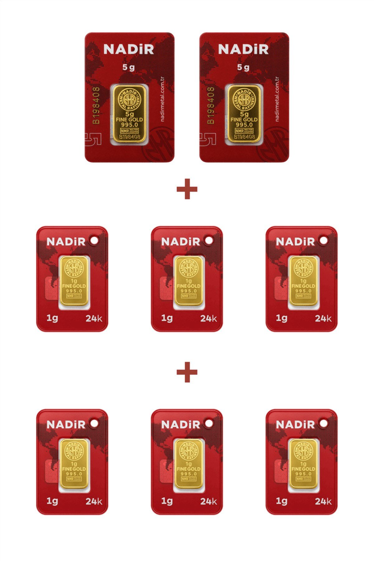 24 Ayar 16 Gram Külçe Altın (2 Adet 5 Gram Külçe Altın + 6 Adet 1 Gram Külçe Altın )