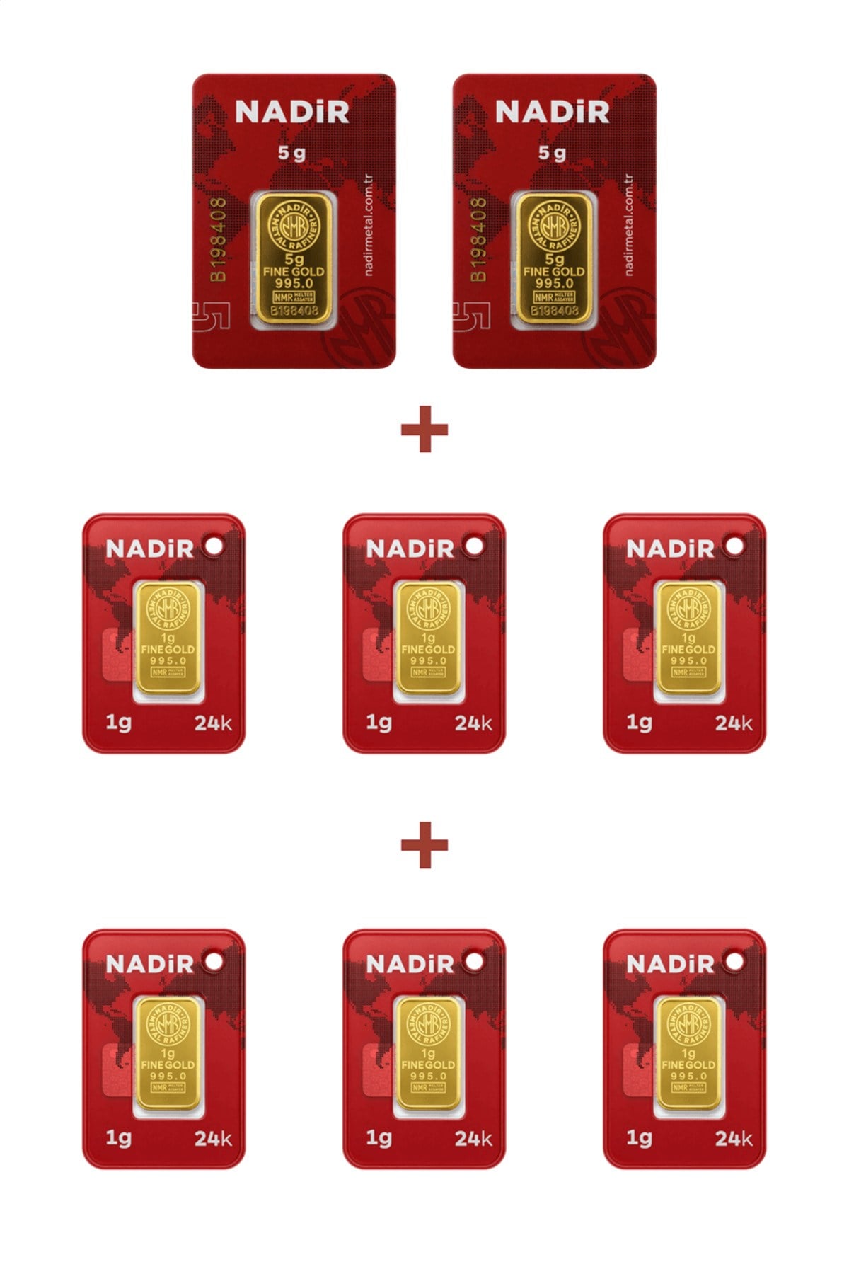 24 Ayar 16 Gram Külçe Altın (2 Adet 5 Gram Külçe Altın + 6 Adet 1 Gram Külçe Altın )