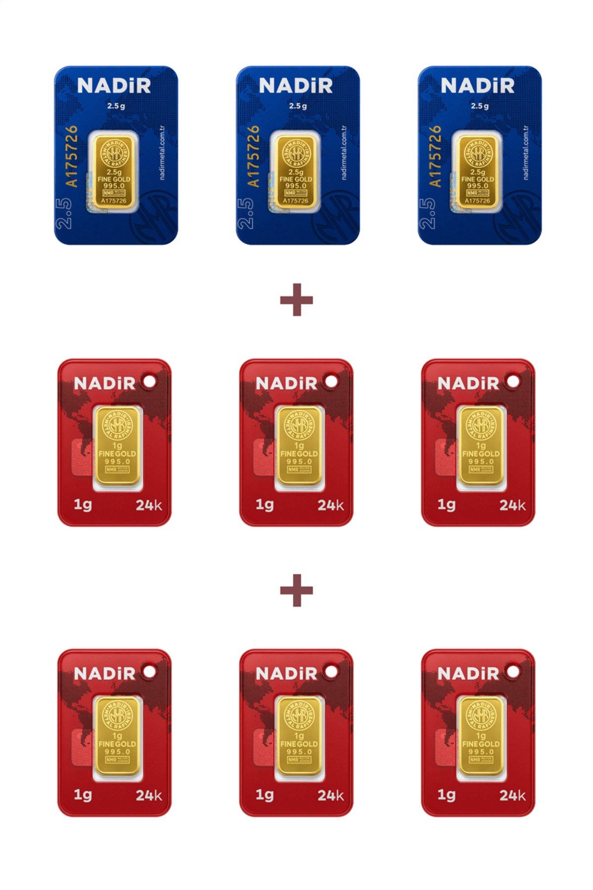 24 Ayar 13,5 Gram Külçe Altın (3 Adet 2,5 Gram Külçe Altın + 6 Adet 1 Gram Külçe Altın )