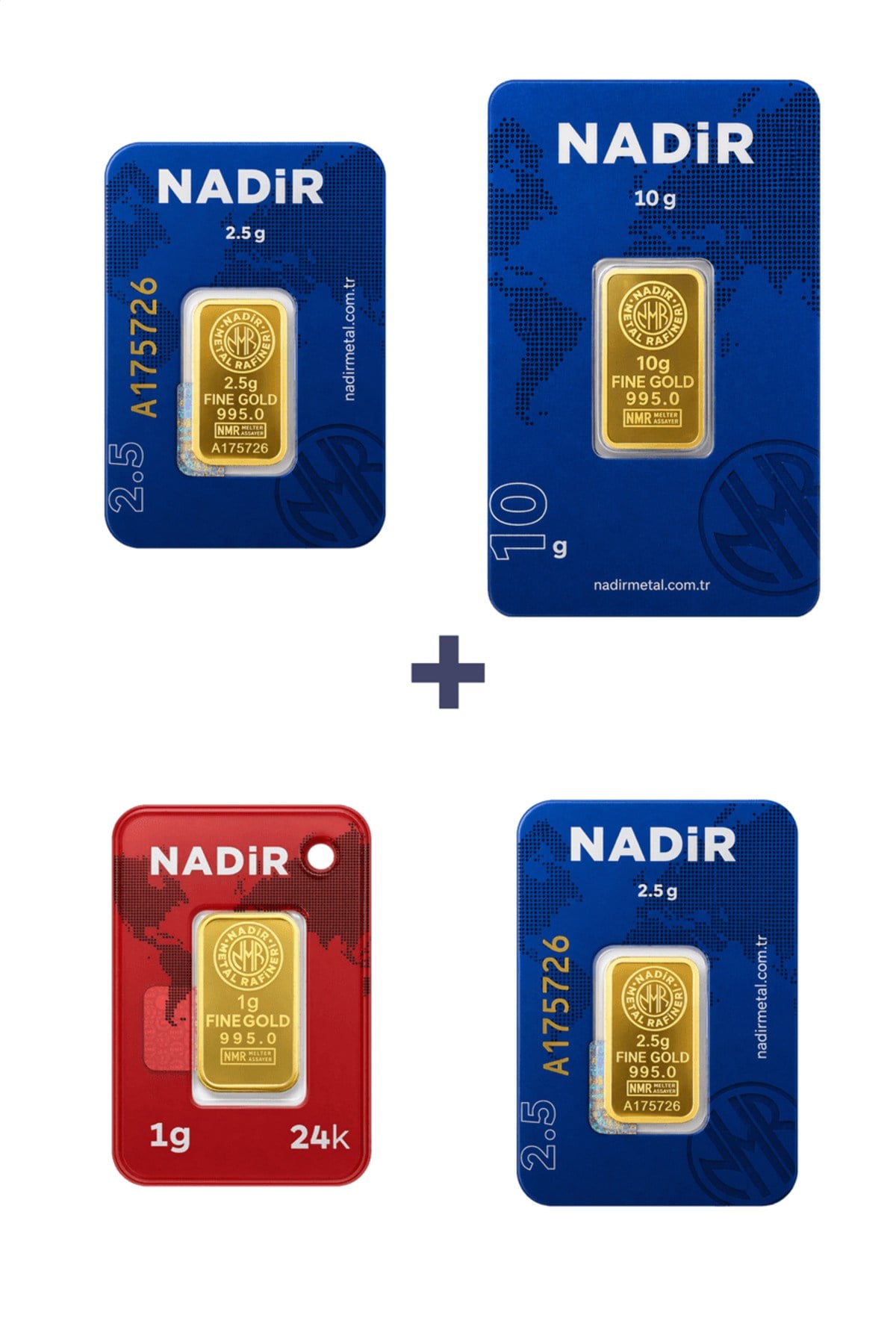 24 Ayar 16 Gram Külçe Altın (1 Adet 10 Gram Külçe Altın + 2 Adet 2,5 Gram Külçe Altın + 1