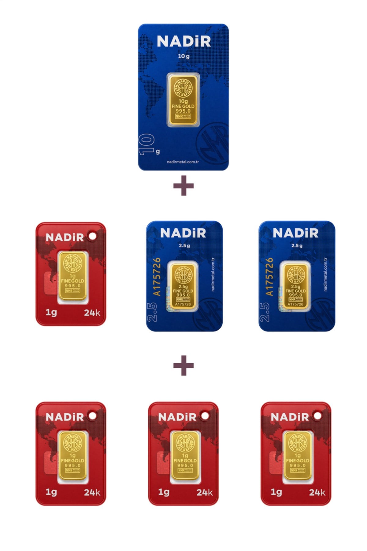 24 Ayar 19 Gram Külçe Altın (1 Adet 10 Gram Külçe Altın + 2 Adet 2,5 Gram Külçe Altın + 4