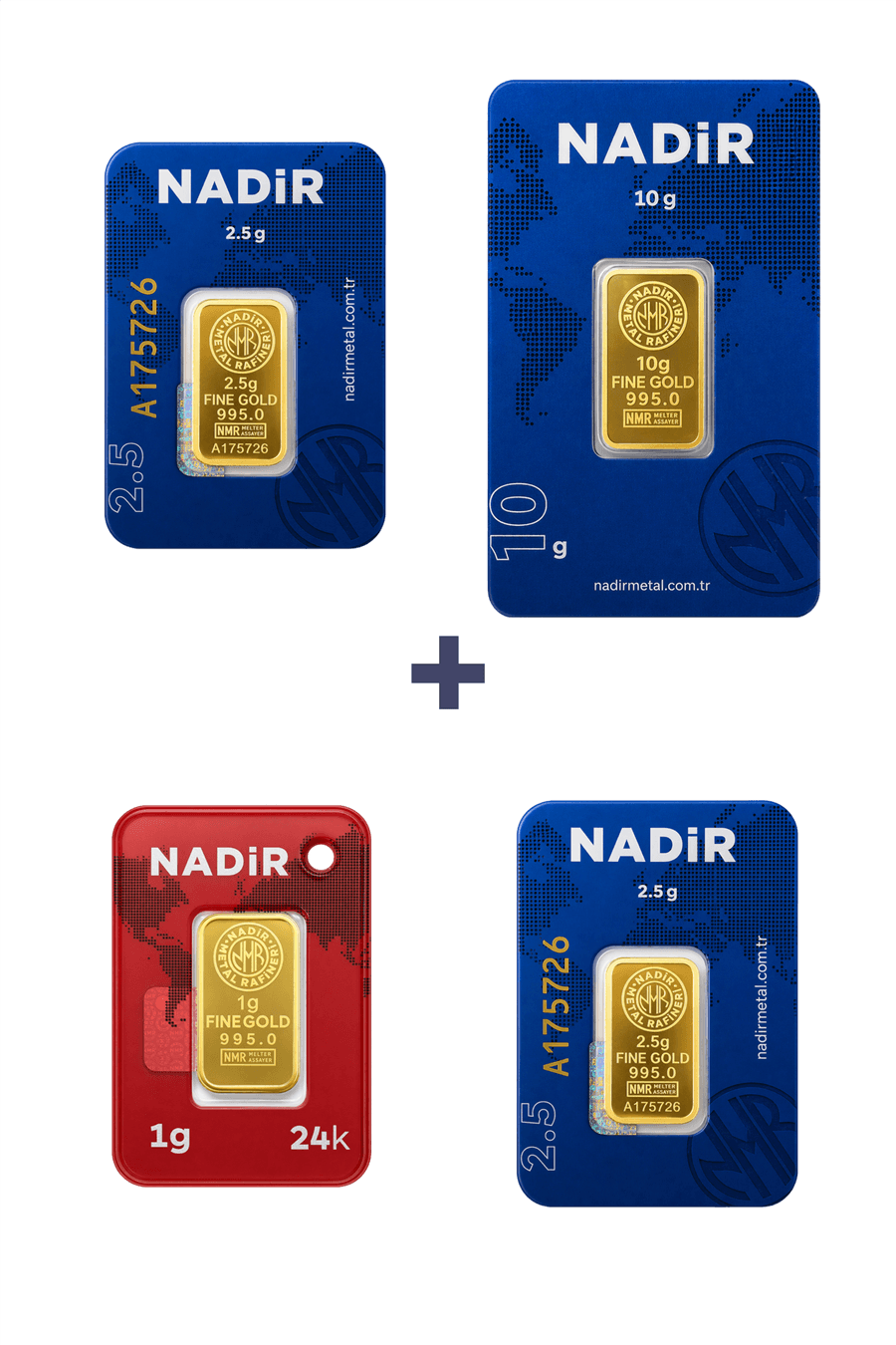 Nadir Gold 24 Ayar 16 Gram Altın (1 Ad 10 Gram Altın + 2 Ad 2,5 Gram Altın + 1 Ad 1 Gram Altın )
