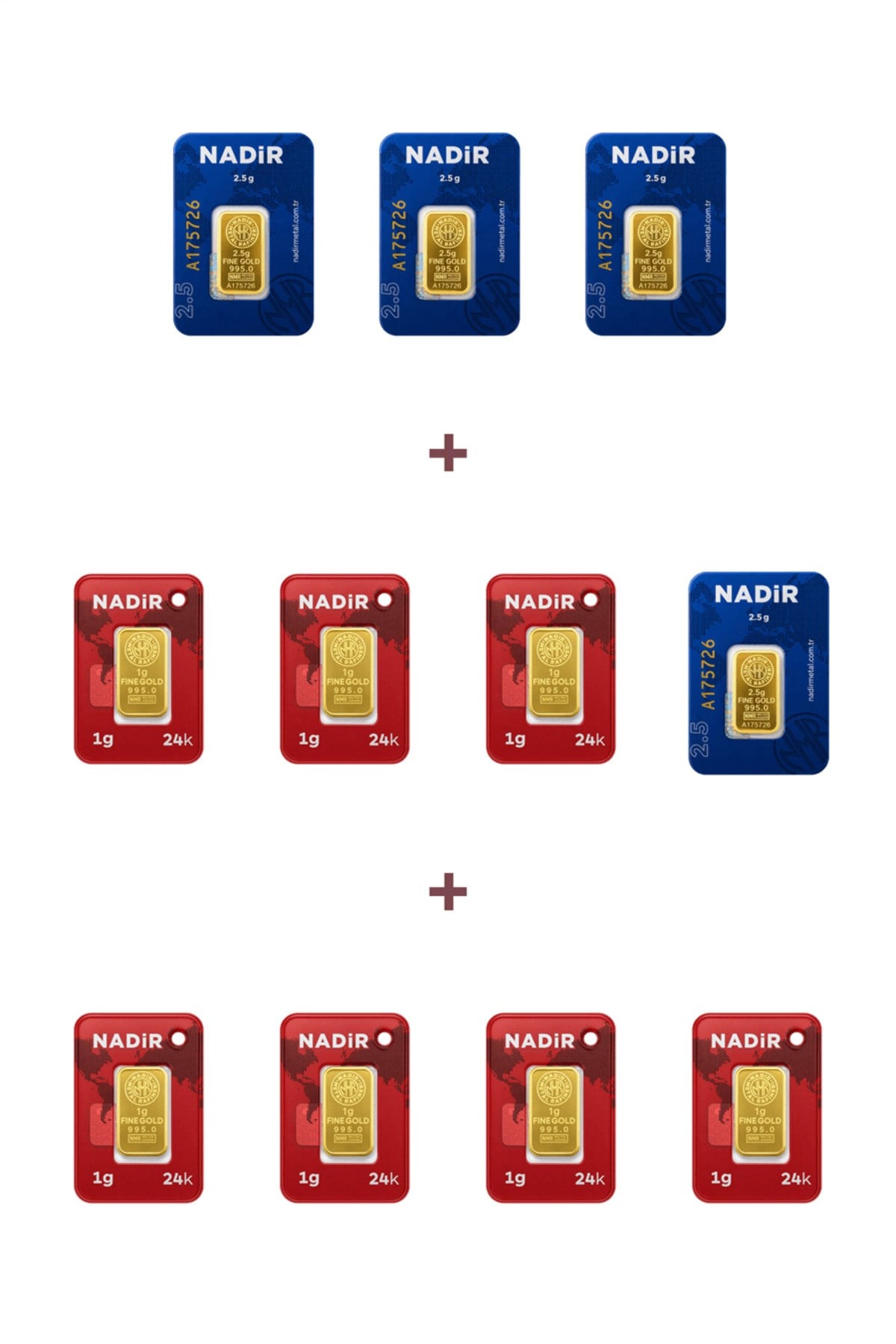 24 Ayar 17 Gram Külçe Altın (4 Adet 2,5 Gram Külçe Altın + 7 Adet 1 Gram Külçe Altın )