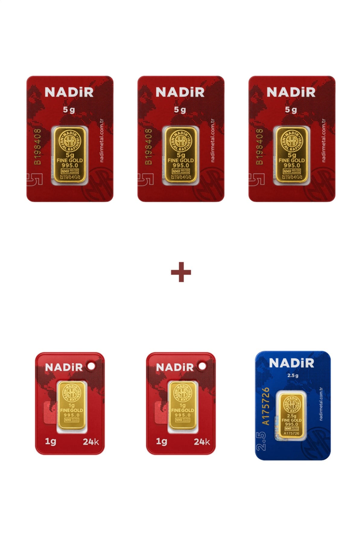 24 Ayar 19,5 Gram Külçe Altın (3 Adet 5 Gram Külçe Altın + 1 Adet 2,5 Gram Külçe Altın +