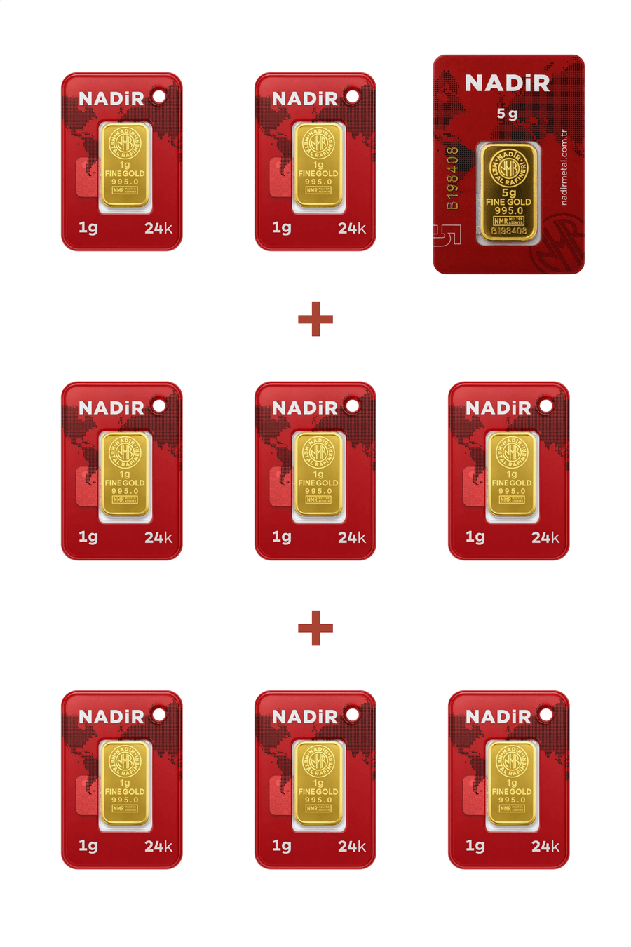 Nadir Gold 24 Ayar 13 Gram Külçe Altın (1 Adet 5 Gram Külçe Altın + 8 Adet 1 Gram Külçe Altın )