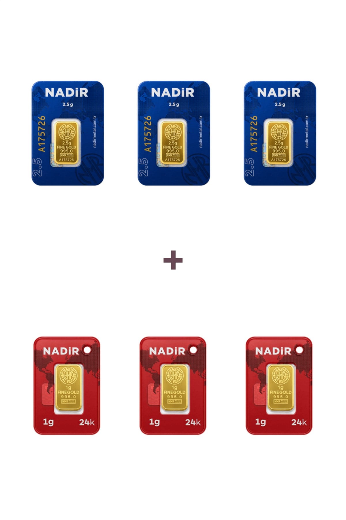 24 Ayar 10,5 Gram Külçe Altın (3 Adet 2,5 Gram Külçe Altın + 3 Adet 1 Gram Külçe Altın )
